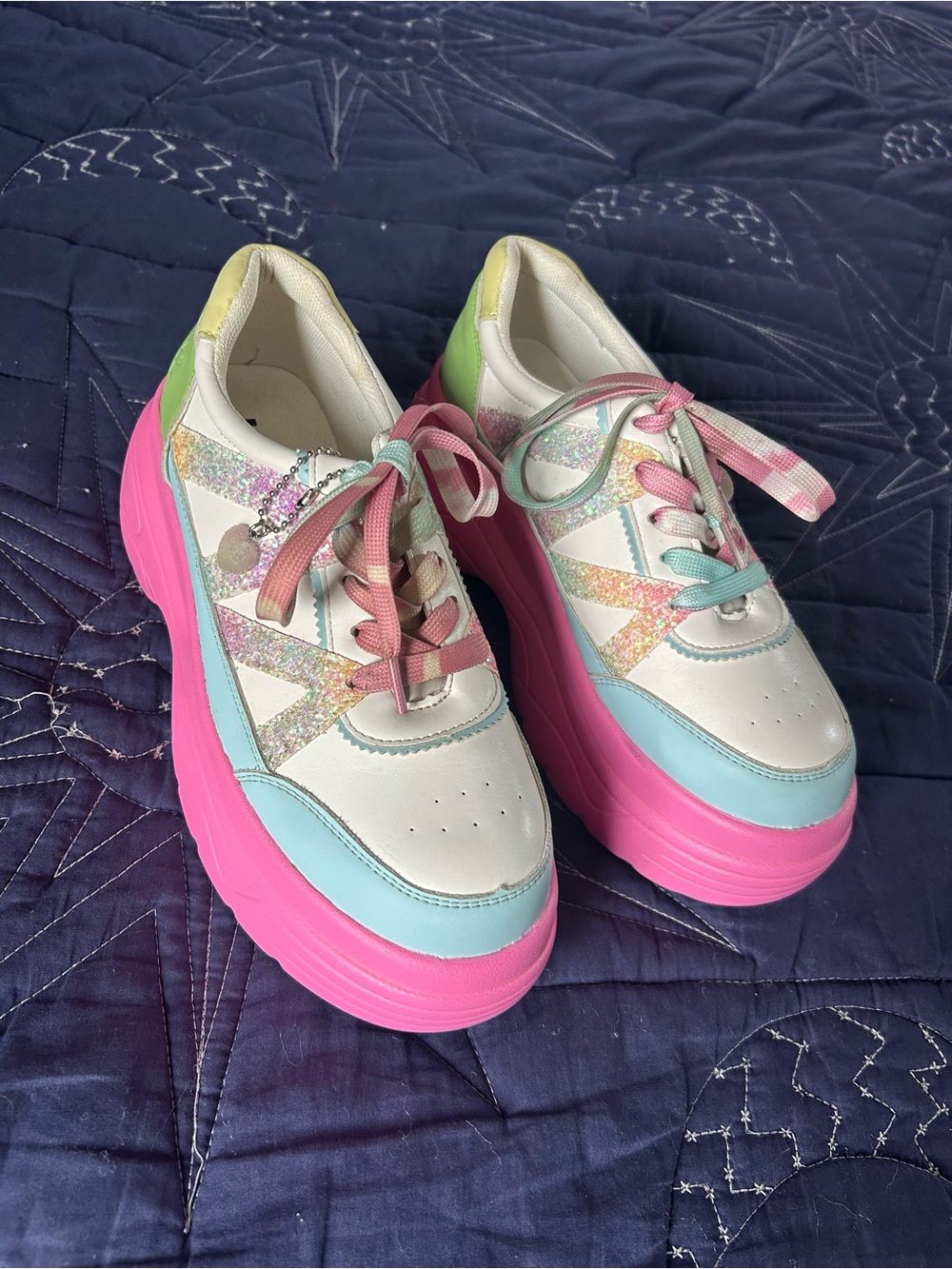 Platform Rainbow Lace-Up Sneakers